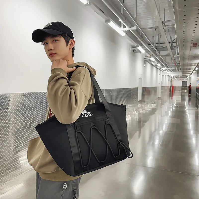 Deli Bear Nylon Shoulder Bag Unisex Black/Gray-3