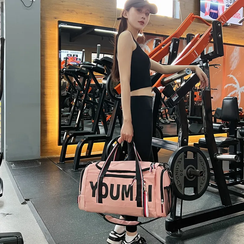 Deli Bear Nylon Gym Bag Unisex Black Khaki/Red/Pink-7