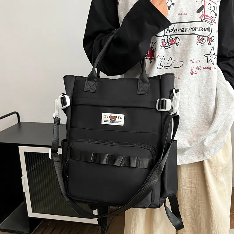 Deli Bear Canvas Canvas Bag Backpack Regular Unisex Green/Blue/Orange/Khaki/Black/Purple-24
