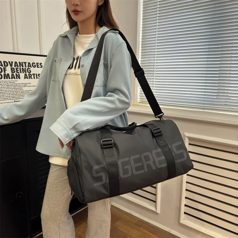 OUZIHUANG Nylon Travel Bag Unisex Pink/Silver/Green/Black-17