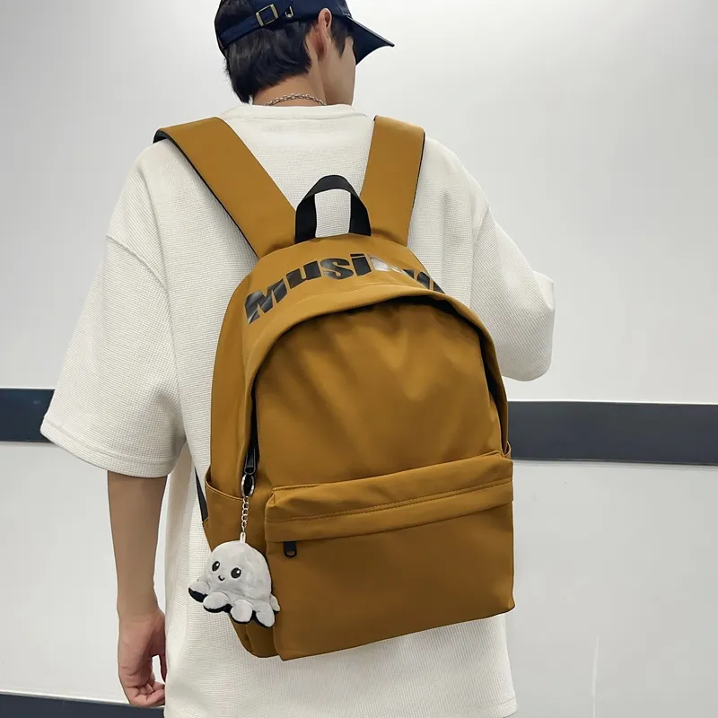 Deli Bear Nylon Backpack Unisex Black/White/Light Blue/Red/Yellow Brown-11