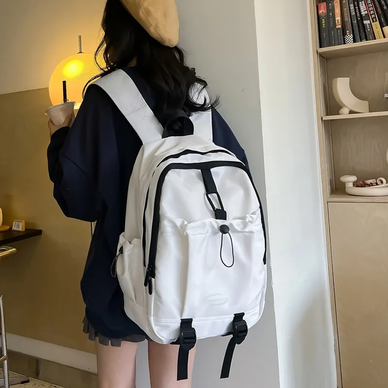 Deli Bear Nylon Backpack Regular Women's White/Pink/Black/Green-2