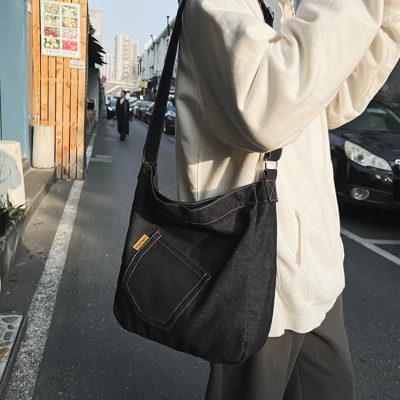 OUZIHUANG Denim Shoulder Bag Unisex-5
