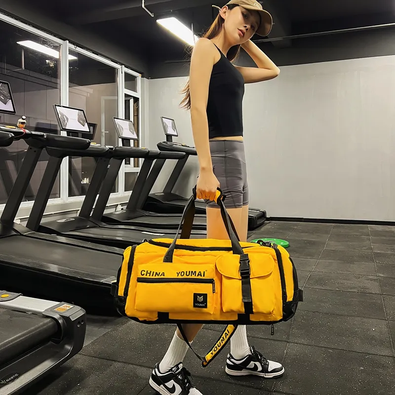 Deli Bear Nylon Gym Bag Unisex Black/Pink/Khaki/Red/Yellow/Army Green/Blue-24