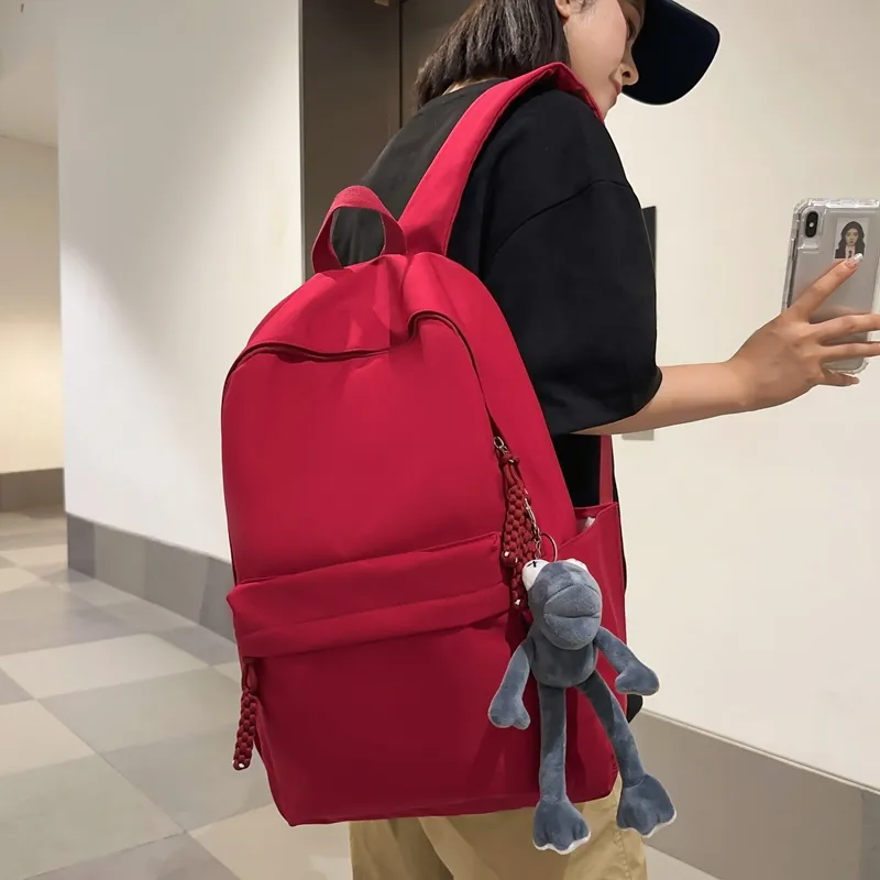 OUZIHUANG Nylon Backpack Unisex Black/Light Gray/Red/Dark Blue/Light Green-10