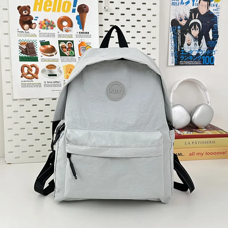 OUZIHUANG Nylon Backpack Unisex Yellow Brown/Gray/Purple/Black/Khaki/Green-4