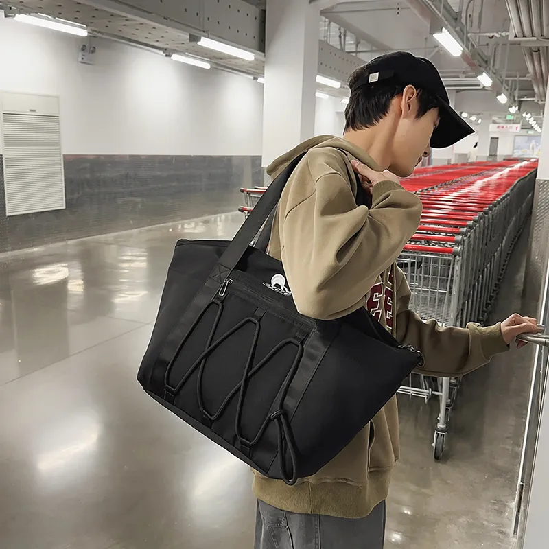 Deli Bear Nylon Shoulder Bag Unisex Black/Gray-4