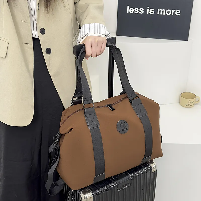 OUZIHUANG Nylon Travel Bag Unisex Khaki/Pink/Green/Black/Brown/Orange-23