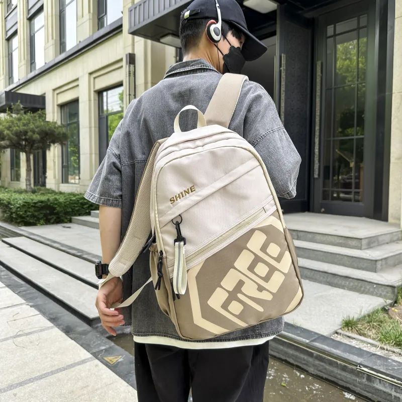 Deli Bear Nylon Backpack Regular Unisex Khaki/Gray/Green/Black/Blue/Light Gray-2