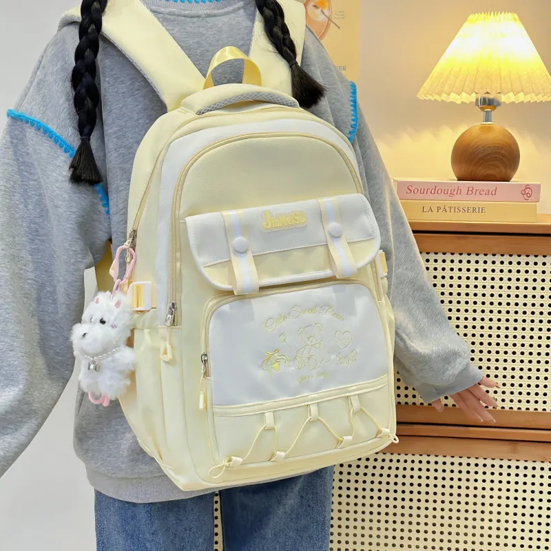 Deli Bear Polyester Backpack Regular Unisex Pink/Yellow/Blue/Black/Red-6