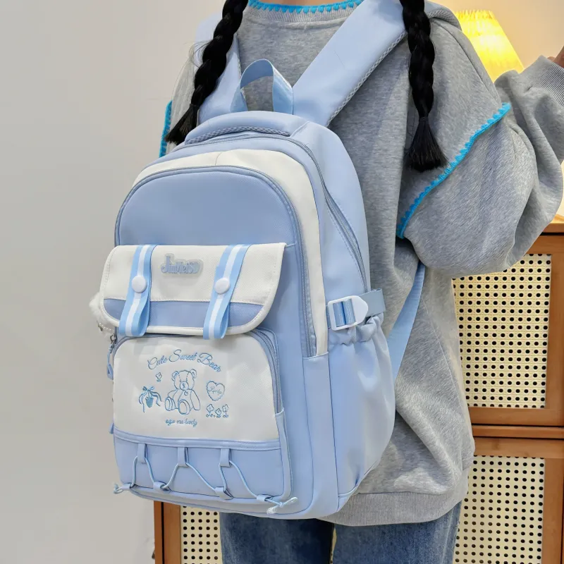 Deli Bear Polyester Backpack Regular Unisex Pink/Yellow/Blue/Black/Red-12
