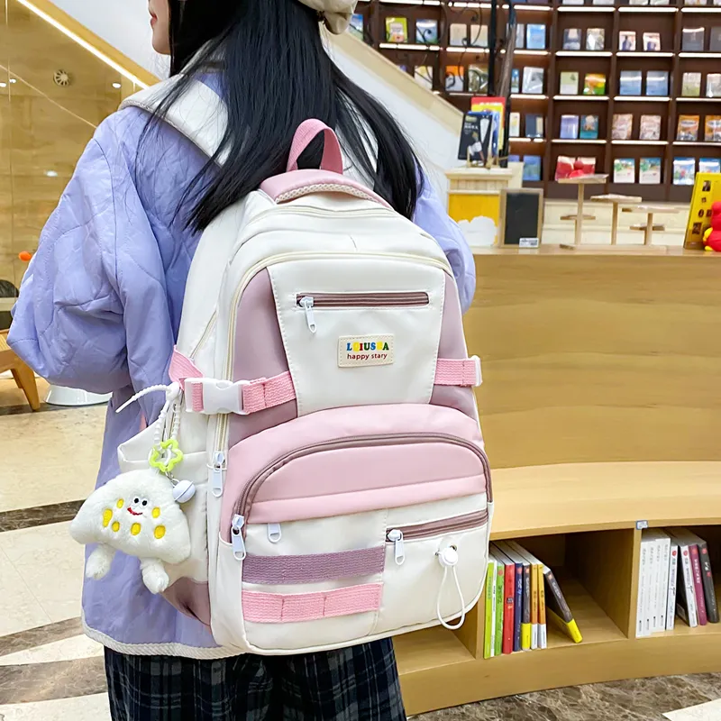 Deli Bear Nylon Backpack Unisex Red & Yellow/Blue & Green/Pink & Purple/Black-12