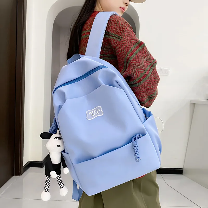 Deli Bear Nylon Backpack Regular Unisex White/Pink Blue/Black Yellow Green-19