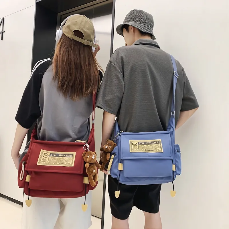 OUZIHUANG Nylon Shoulder Bag, Crossbody Bag Unisex Black/Blue/White/Red-15