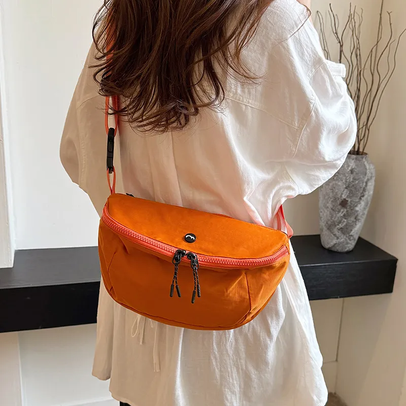OUZIHUANG Nylon Fabric Shoulder Bag Crossbody Bag Unisex Black/Orange/Green/Khaki/Gray-39