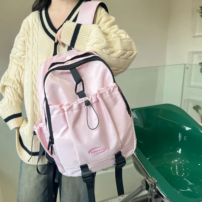 Deli Bear Nylon Backpack Regular Women's White/Pink/Black/Green-12