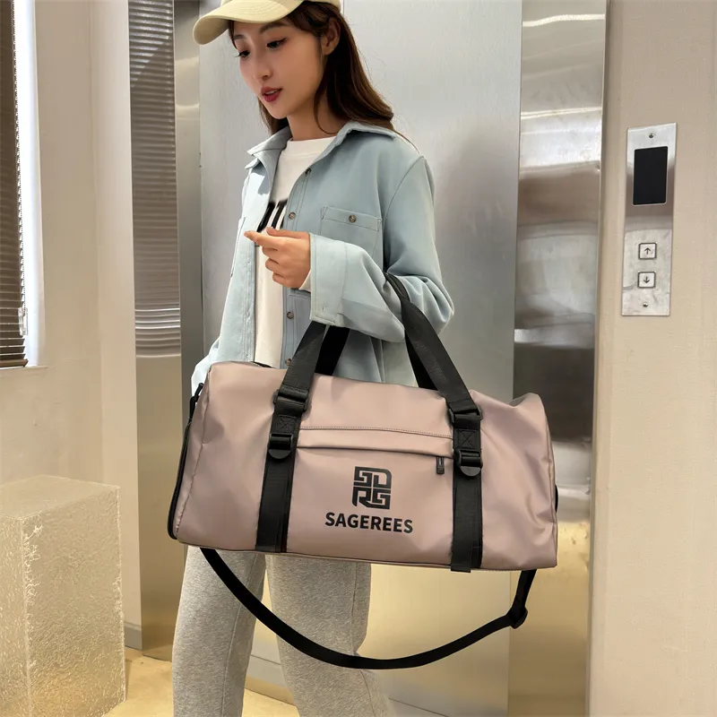 OUZIHUANG Nylon Travel Bag Unisex Pink/Silver/Jasper/Black-13