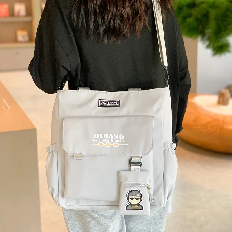 Deli Bear Oxford Shoulder Bag Unisex Beige Yellow Gray Green Black-6
