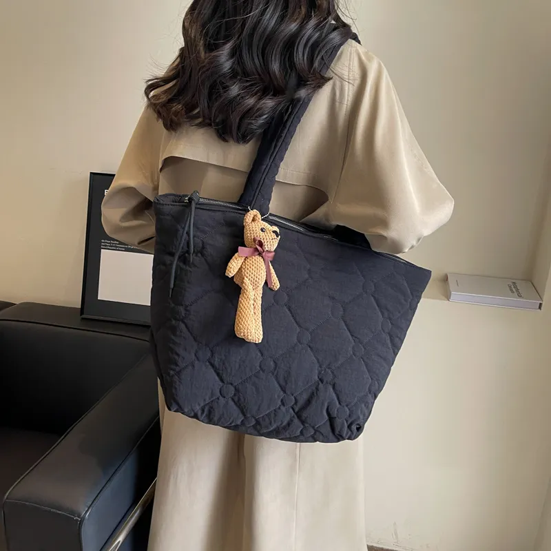 OUZIHUANG Canvas Tote Bag, Shopping Bag, Shoulder Bag Women's Coffee/Khaki/Ecru/Black-24