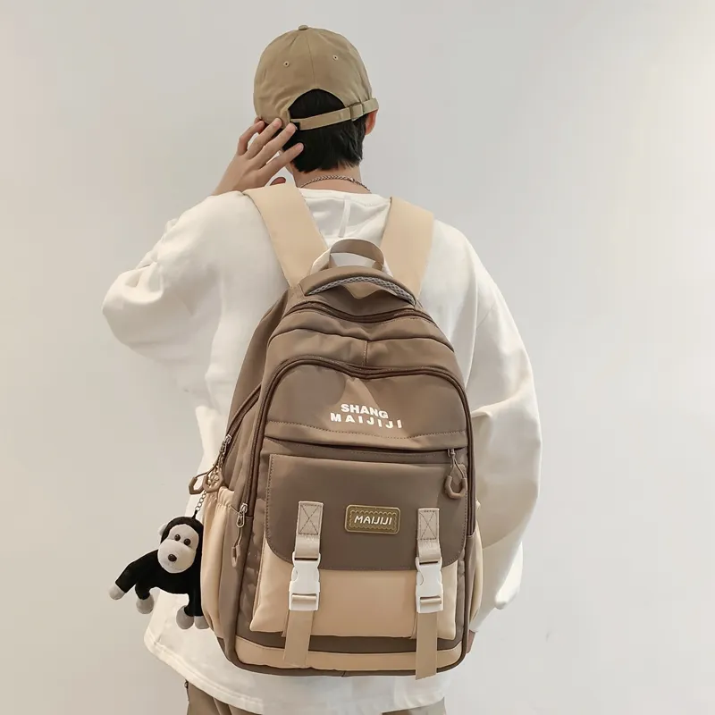Tong Tong Rabbit Nylon Backpack Unisex Black/Blue/White/Red/Khaki-6