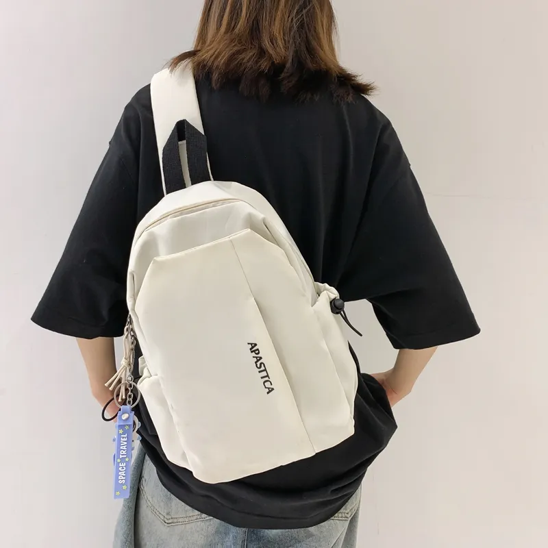 Deli Bear Nylon Backpack One Shoulder Crossbody Sling Bag Regular Unisex Green/White/Black-8