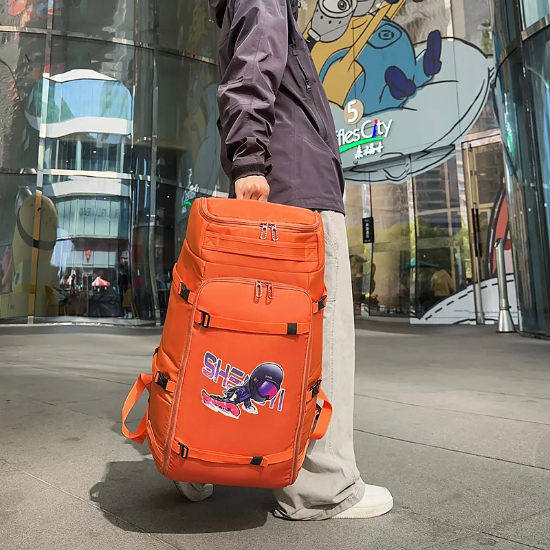 Deli Bear Oxford Backpack Regular Unisex Black Gray Blue/Orange-15