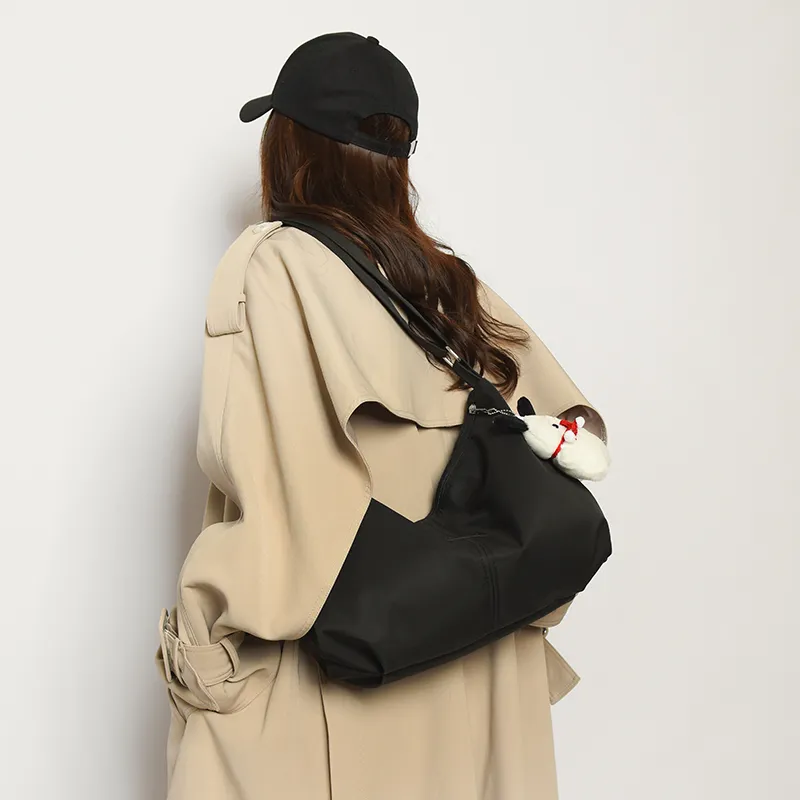 OUZIHUANG Nylon Crossbody Bag Shoulder Bag Regular Unisex Black/White/Purple/Pink-9