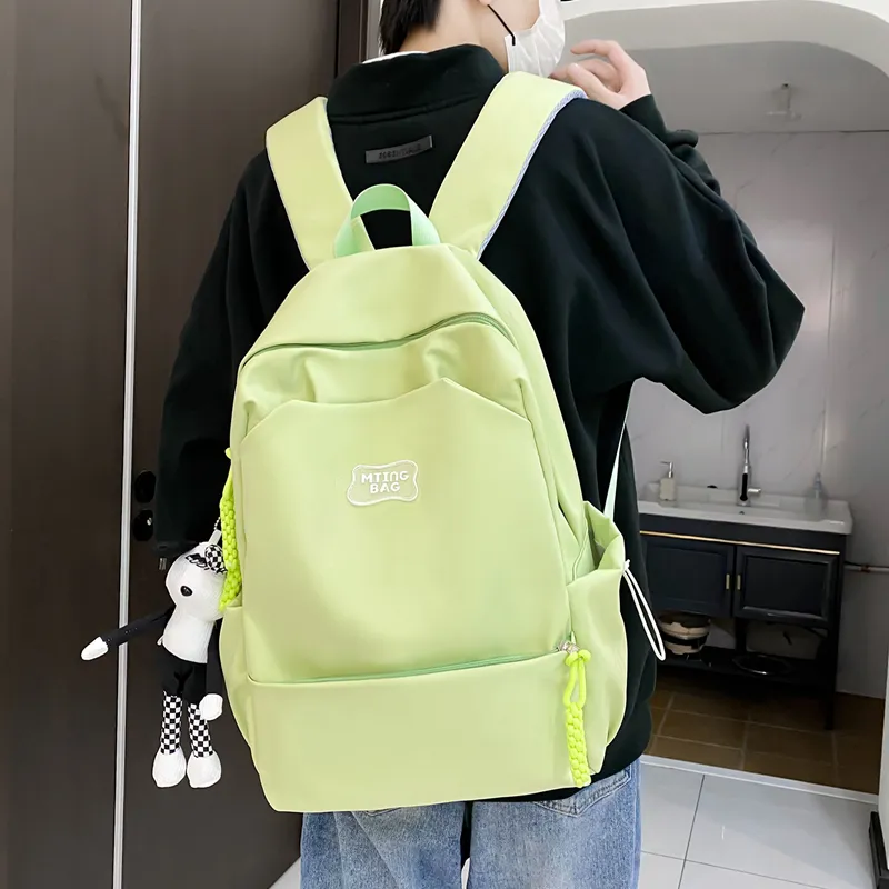 Deli Bear Nylon Backpack Regular Unisex White/Pink Blue/Black Yellow Green-15