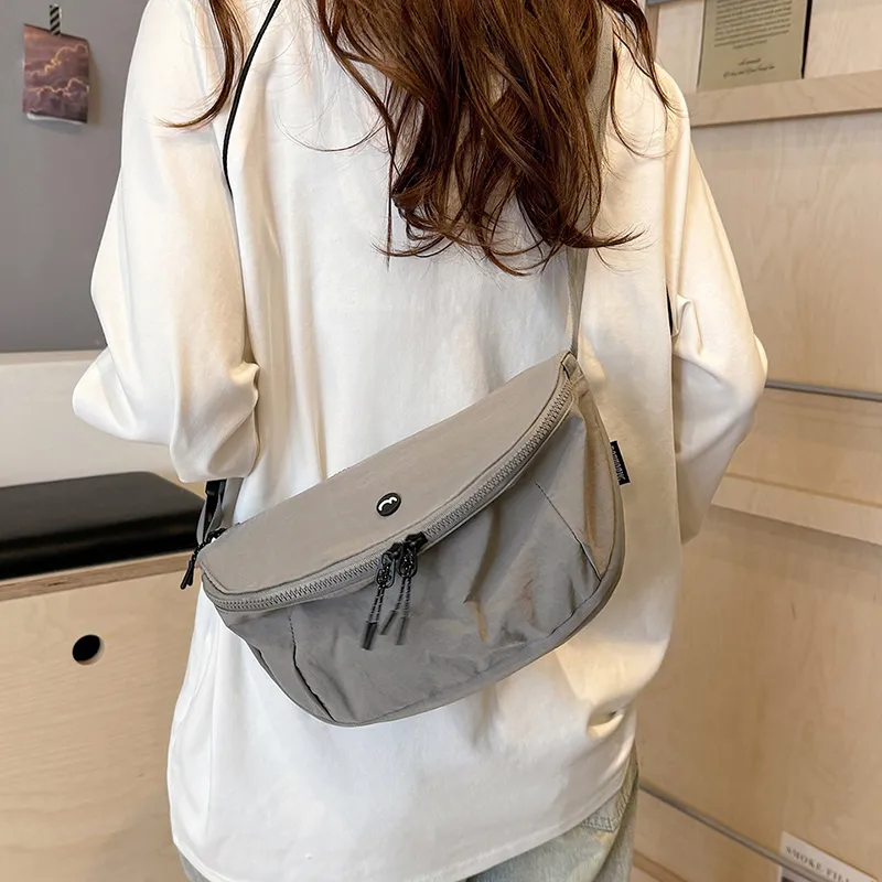 OUZIHUANG Nylon Fabric Shoulder Bag Crossbody Bag Unisex Black/Orange/Green/Khaki/Gray-20