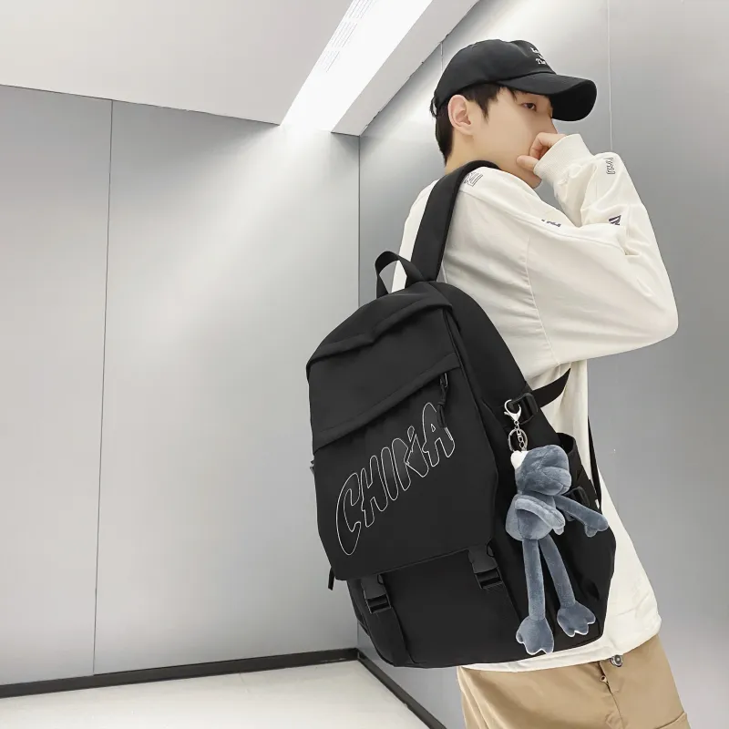OUZIHUANG Nylon Backpack Unisex Black/Blue/Gray/Red/White-1