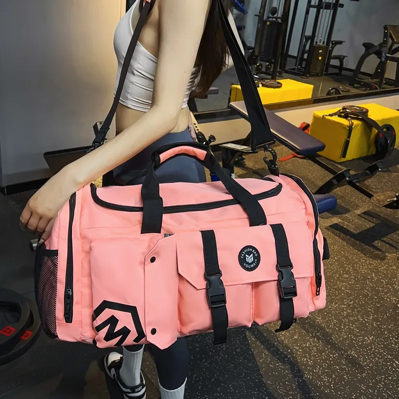 Deli Bear Oxford Travel Gym Bag Unisex Black/Pink/Gray/White/Yellow/Purple/Red/Turquoise-6