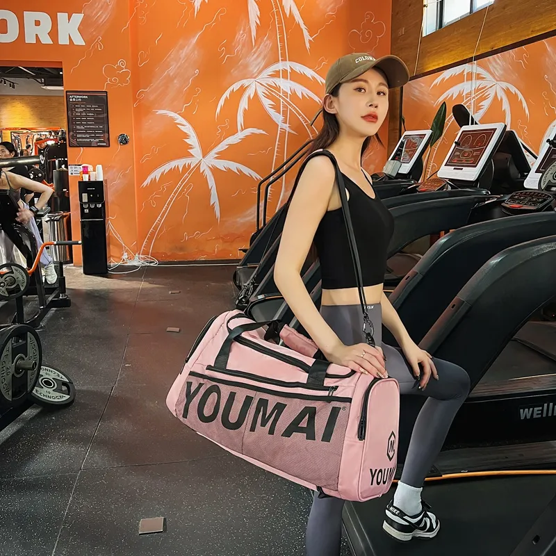Deli Bear Nylon Gym Bag Large Size Unisex Black/Pink/Khaki/Purple/Army Green-7