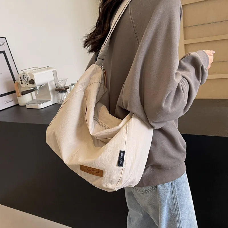 OUZIHUANG Nylon Shoulder Bag Crossbody Bag Regular Unisex Black/Khaki/Green/Ecru/Orange-34
