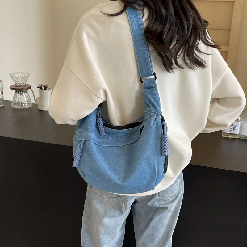 OUZIHUANG Denim Shoulder Bag, Crossbody Bag Women's Multicolor-6