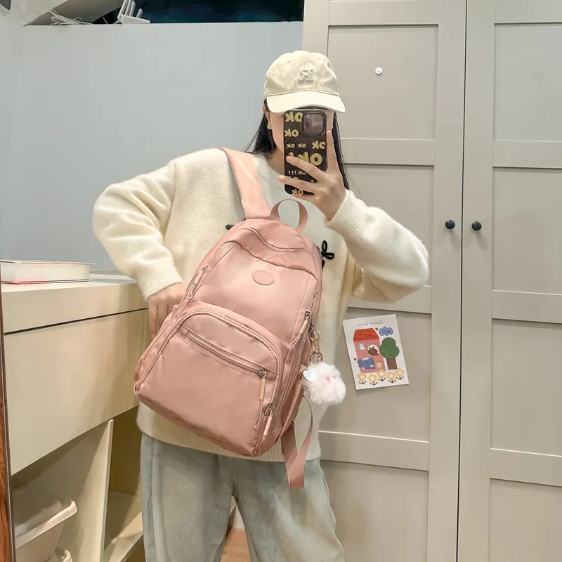 Deli Bear Nylon Backpack Regular Unisex Black \ Green \ Pink \ Khaki-13