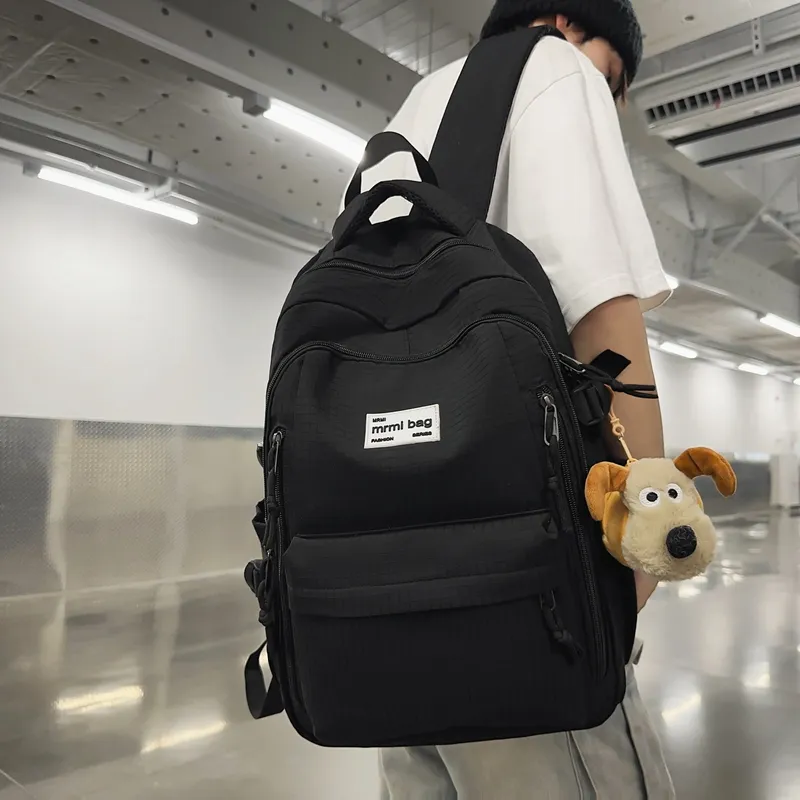 Deli Bear Nylon Backpack Regular Unisex Black/Green/Gray/Ginger Yellow/Red-4