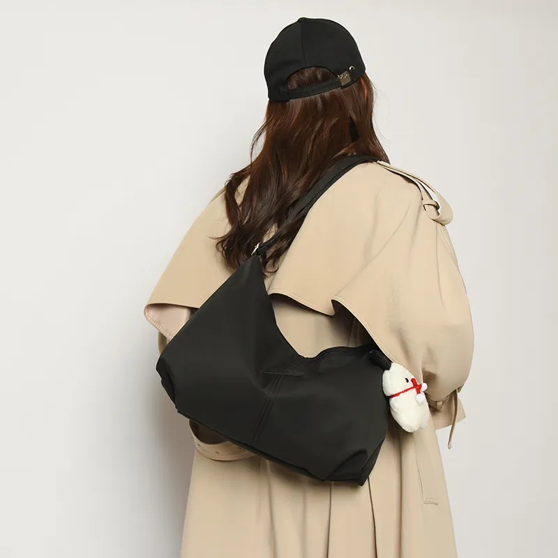 OUZIHUANG Nylon Crossbody Bag Shoulder Bag Regular Unisex Black/White/Purple/Pink-7