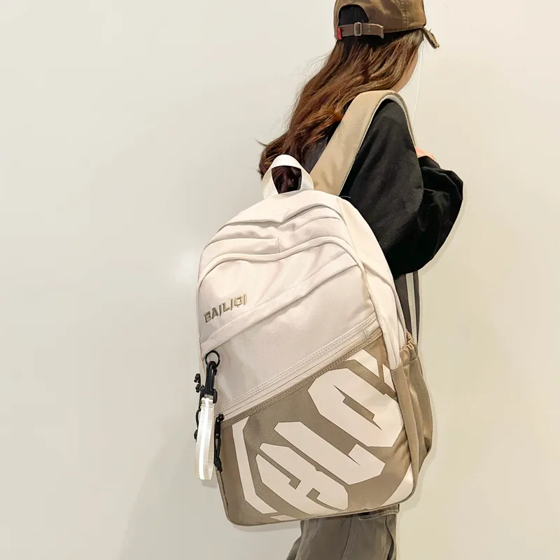 Deli Bear Nylon Backpack Regular Unisex Black/Dark Gray/Light Gray/Green/Khaki/Jasper-12