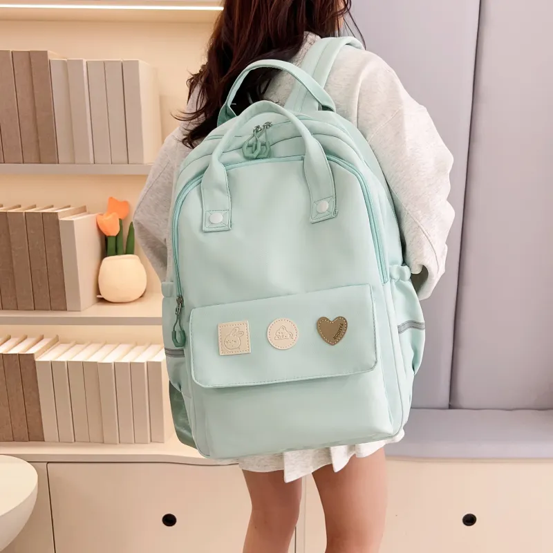 OUZIHUANG Nylon Backpack Women's Blue/Black/Pink/Purple/Green-5
