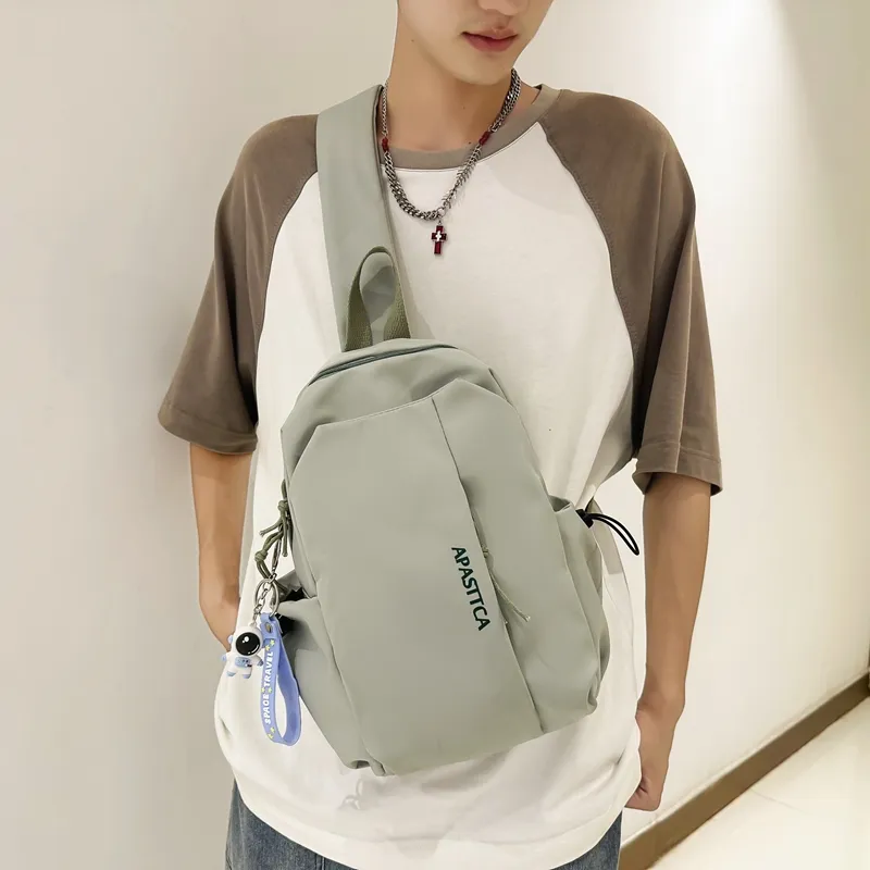 Deli Bear Nylon Backpack One Shoulder Crossbody Sling Bag Regular Unisex Green/White/Black-1