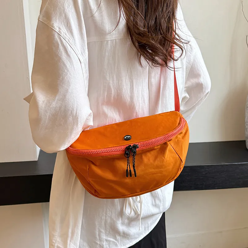 OUZIHUANG Nylon Fabric Shoulder Bag Crossbody Bag Unisex Black/Orange/Green/Khaki/Gray-37