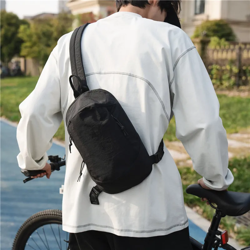 OUZIHUANG Nylon Sling Bag Unisex Black/Light Gray/Dark Khaki/Green-2