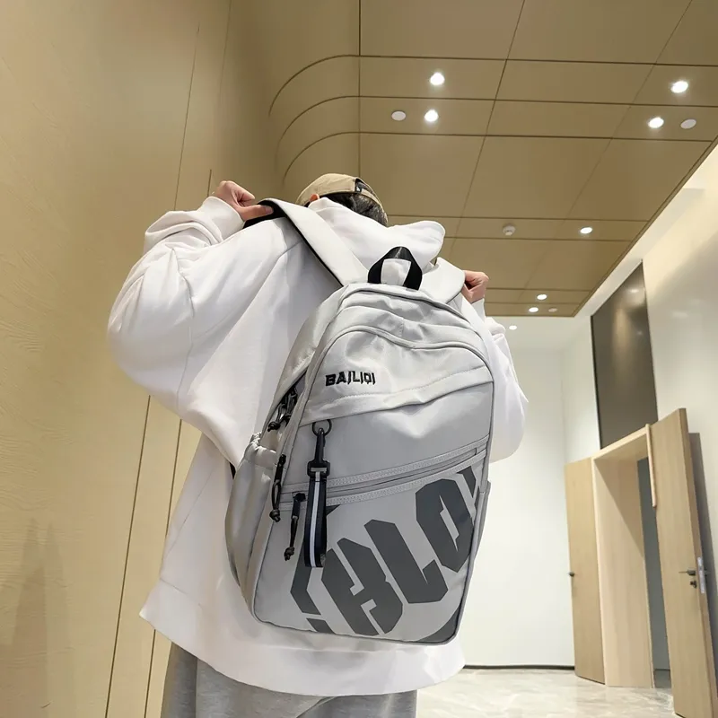 Deli Bear Nylon Backpack Regular Unisex Black/Dark Gray/Light Gray/Green/Khaki/Jasper-16