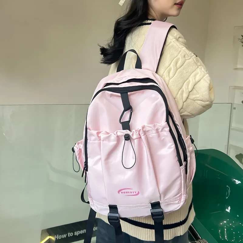 Deli Bear Nylon Backpack Regular Women's White/Pink/Black/Green-15