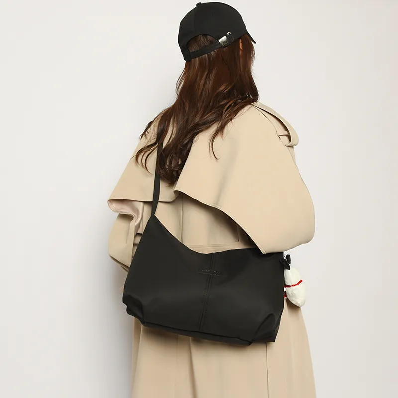 OUZIHUANG Nylon Crossbody Bag Shoulder Bag Regular Unisex Black/White/Purple/Pink-8