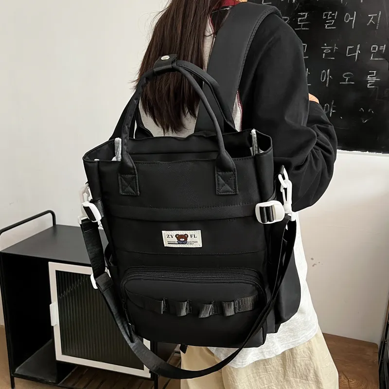 Deli Bear Canvas Canvas Bag Backpack Regular Unisex Green/Blue/Orange/Khaki/Black/Purple-21