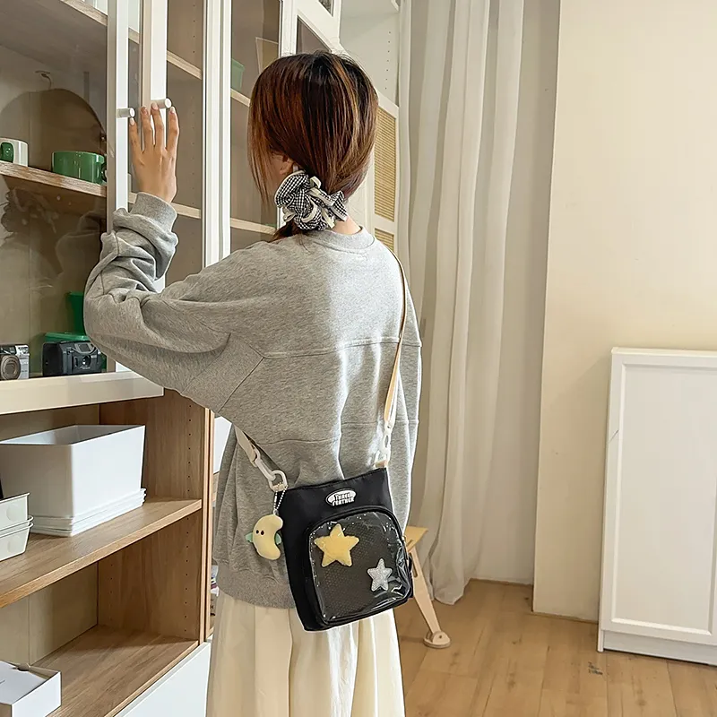 OUZIHUANG Nylon Crossbody Bag Regular Women's Black/White/Light Pink/Light Green/Light Yellow/Light Blue-1