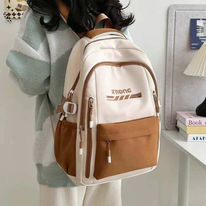 Deli Bear Nylon Backpack Regular Unisex Brown/Orange/Black/Khaki/Green-1