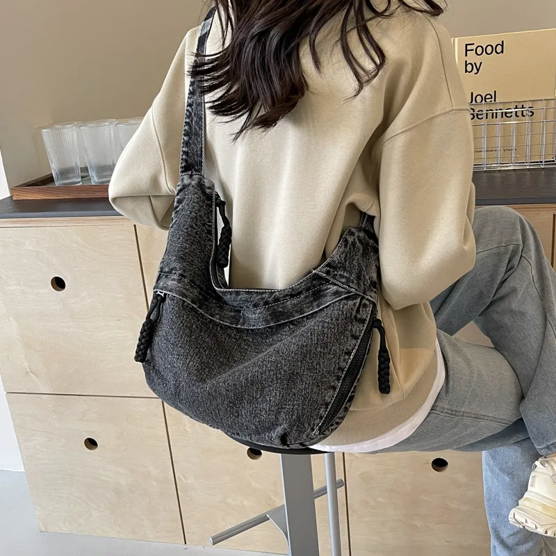 OUZIHUANG Denim Shoulder Bag, Crossbody Bag Women's Multicolor-23