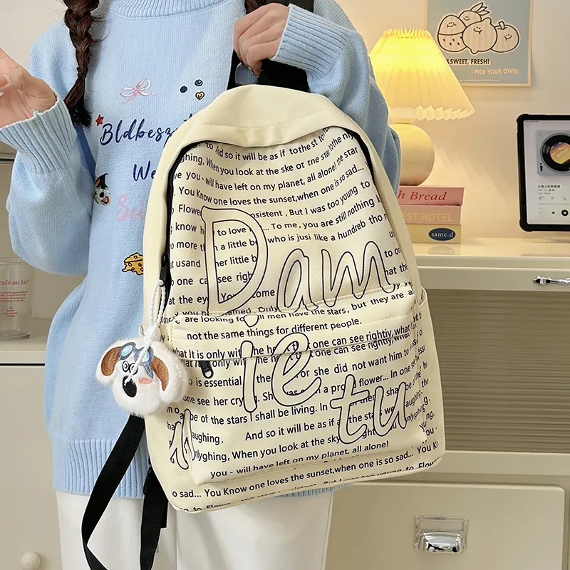 Deli Bear Nylon Backpack Regular Women's White/Blue/Khaki/Yellow/Green-13